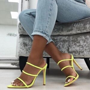 NWT: Neon Green Pointed Toe Strappy Sandals by House of Adonis, Size 37